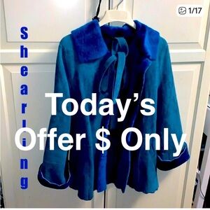 European shearling, Turquoise Blue Shearling Coat / Jacket Authentic!